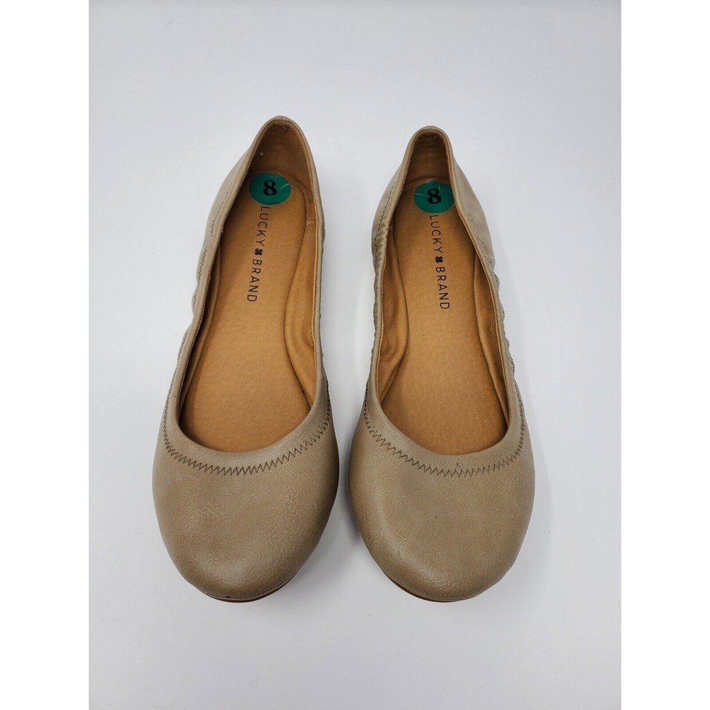 LUCKY BRAND LP ERIN BEIGE TAUPE VEGAN LEATHER BALLET FLATS SHOES WOMEN SIZE 8